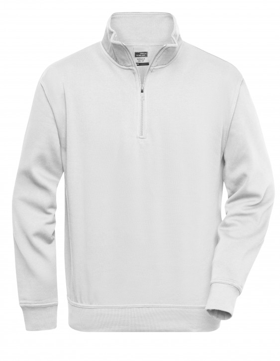 James&Nicholson Workwear Half Zip Sweat White