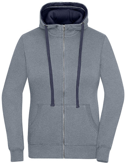 James&Nicholson Ladies´ Lifestyle Zip-Hoody Grey Melange