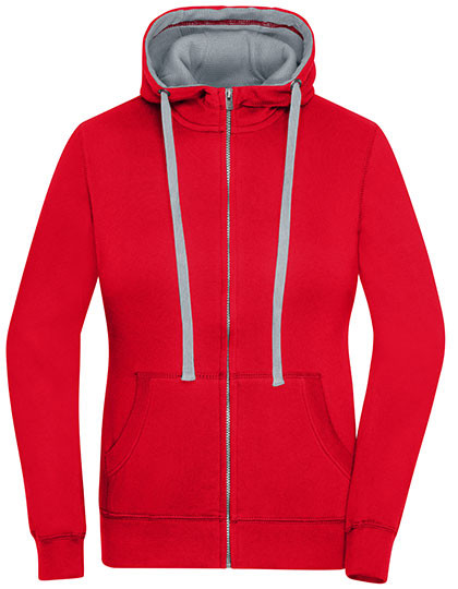 James&Nicholson Ladies´ Lifestyle Zip-Hoody Red