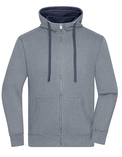 James&Nicholson Men´s Lifestyle Zip-Hoody Grey Melange