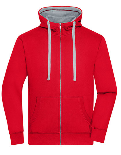 James&Nicholson Men´s Lifestyle Zip-Hoody Red