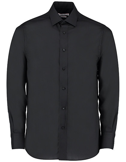 Kustom Kit Men´s Tailored Fit Business Poplin Shirt Long Sleeve Black