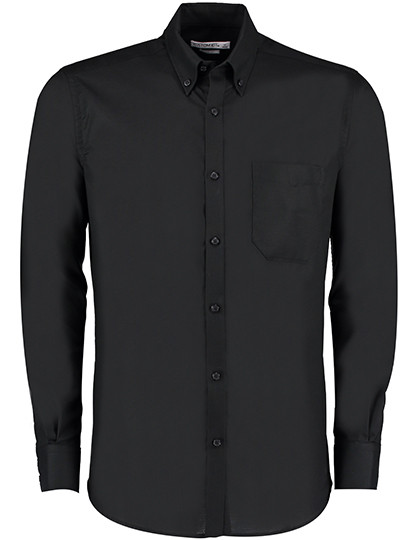 Kustom Kit Men`s Slim Fit Workwear Oxford Shirt Long Sleeve Black