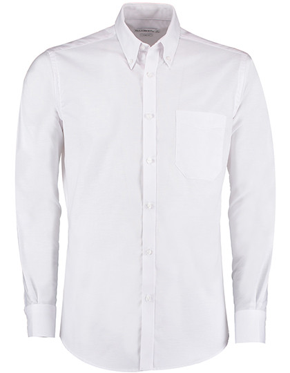 Kustom Kit Men`s Slim Fit Workwear Oxford Shirt Long Sleeve White