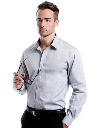 Kustom Kit Mens Contrast Premium Oxford Shirt Long Sleeve White