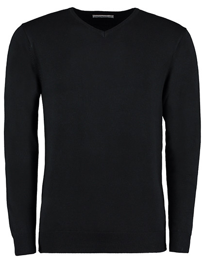 Kustom Kit Regular Fit Arundel V-Neck Sweater Black