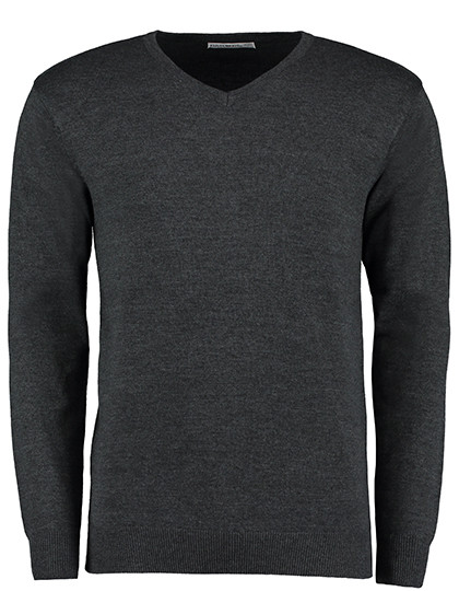 Kustom Kit Regular Fit Arundel V-Neck Sweater Graphite Melange