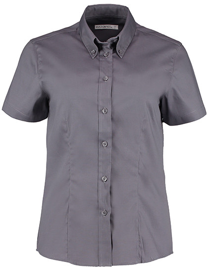 Kustom Kit Women´s Tailored Fit Corporate Oxford Shirt Short Sleeve Charcoal
