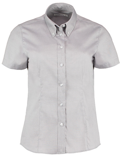 Kustom Kit Women´s Tailored Fit Corporate Oxford Shirt Short Sleeve Silver Grey (Solid)