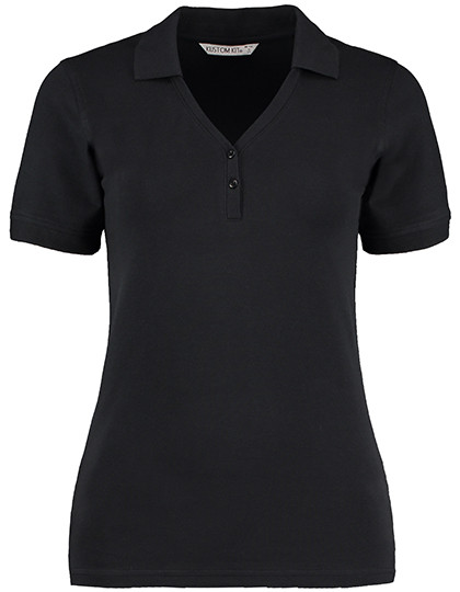 Kustom Kit Regular Fit Comfortec® V Neck Polo Black