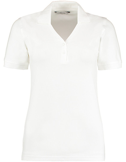 Kustom Kit Regular Fit Comfortec® V Neck Polo White