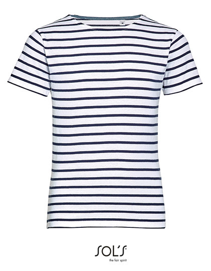 SOL´S Kids´ Round Neck Striped T-Shirt Miles White