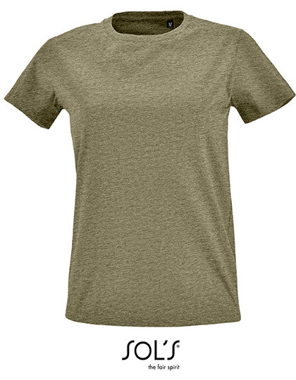 SOL´S Women´s Round Neck Fitted T-Shirt Imperial Heather Khaki