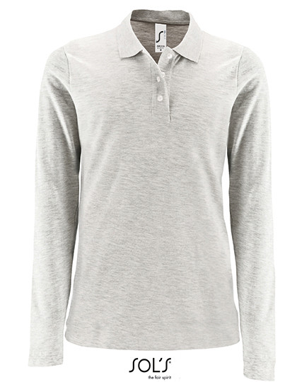 SOL´S Women´s Long-Sleeve Piqué Polo Shirt Perfect Ash (Heather)