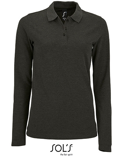 SOL´S Women´s Long-Sleeve Piqué Polo Shirt Perfect Charcoal Melange