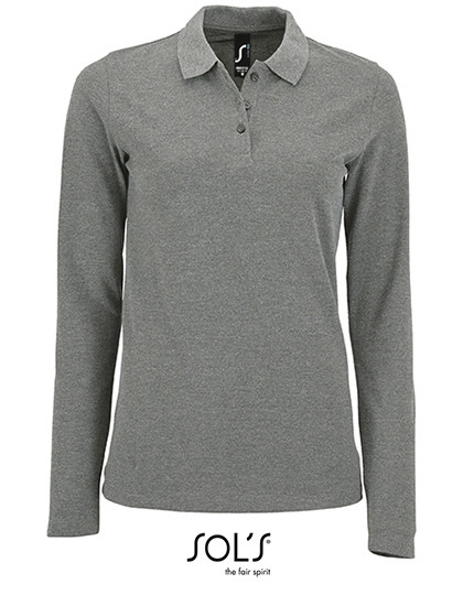 SOL´S Women´s Long-Sleeve Piqué Polo Shirt Perfect Grey Melange