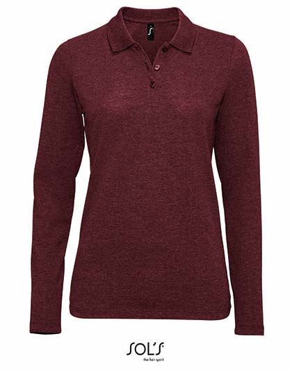 SOL´S Women´s Long-Sleeve Piqué Polo Shirt Perfect Heather Oxblood
