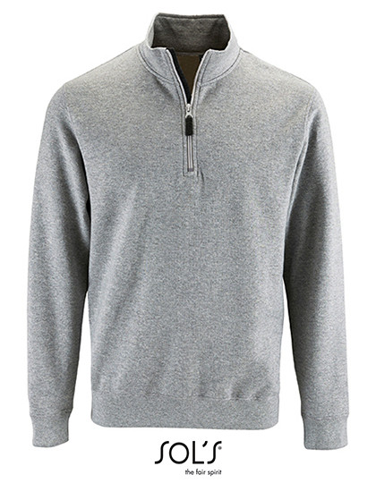 SOL´S Men´s Zip High Collar Sweatshirt Stan Grey Melange