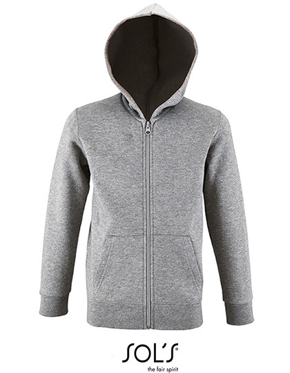 SOL´S Kids´ Zip Hoodie Stone Grey Melange