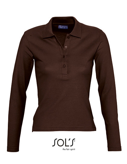 SOL´S Women´s Long Sleeve Polo Podium Chocolate