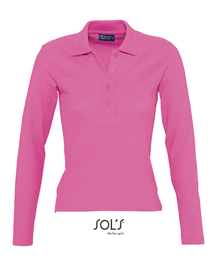 SOL´S Women´s Long Sleeve Polo Podium Flash Pink
