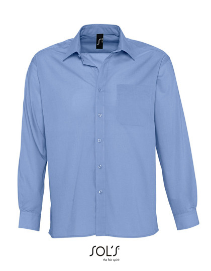 SOL´S Popeline-Shirt Baltimore Long Sleeve Middle Blue