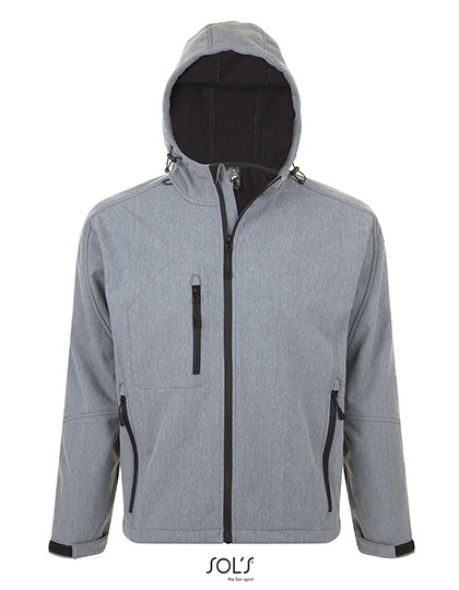 SOL´S Men´s Hooded Softshell Jacket Replay Grey Melange