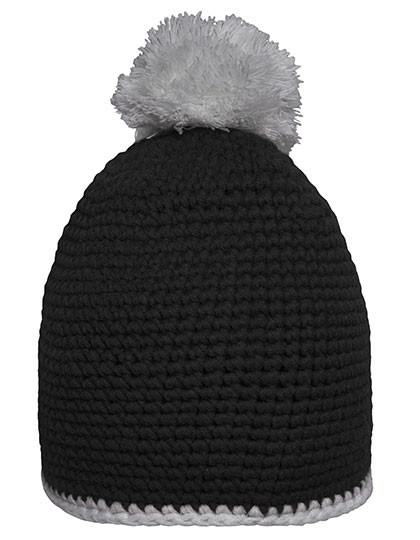 Myrtle beach Pompon Hat With Contrast Stripe Black