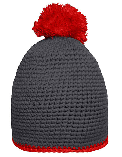 Myrtle beach Pompon Hat With Contrast Stripe Carbon