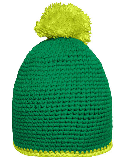 Myrtle beach Pompon Hat With Contrast Stripe Green