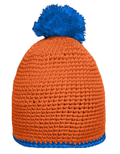 Myrtle beach Pompon Hat With Contrast Stripe Orange