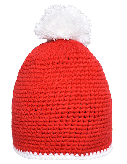 Myrtle beach Pompon Hat With Contrast Stripe Red