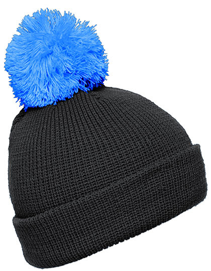 Myrtle beach Pompon Hat With Brim Black