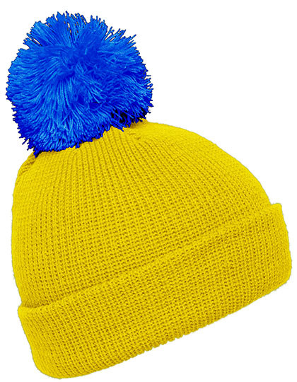 Myrtle beach Pompon Hat With Brim Yellow