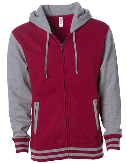 Independent Unisex Heavyweight Varsity Zip Hood Cardinal