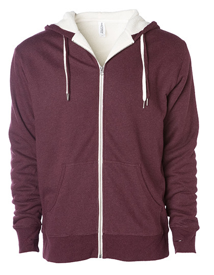 Independent Unisex Sherpa Lined Zip Hooded Jacket Burgundy Heather