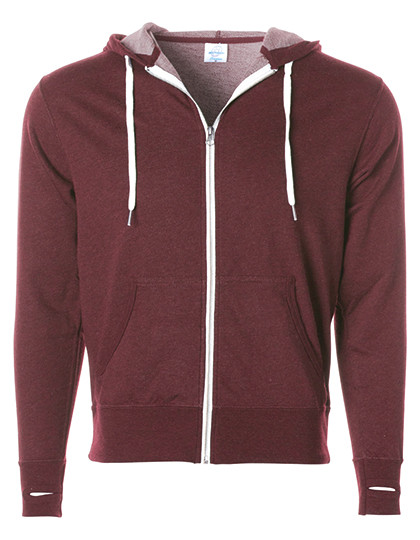 Independent Unisex Midweight French Terry Zip Hood Burgundy Heather
