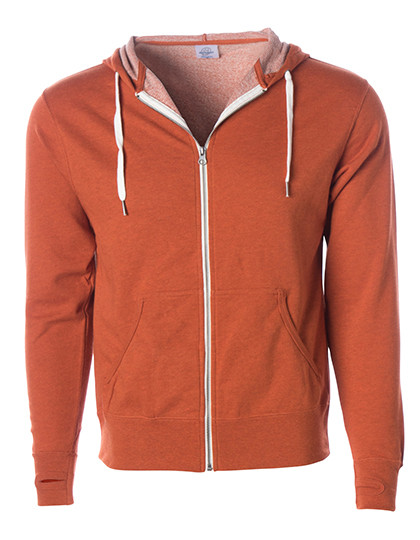 Independent Unisex Midweight French Terry Zip Hood Burnt Orange Heather