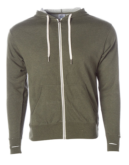 Independent Unisex Midweight French Terry Zip Hood Olive Heather
