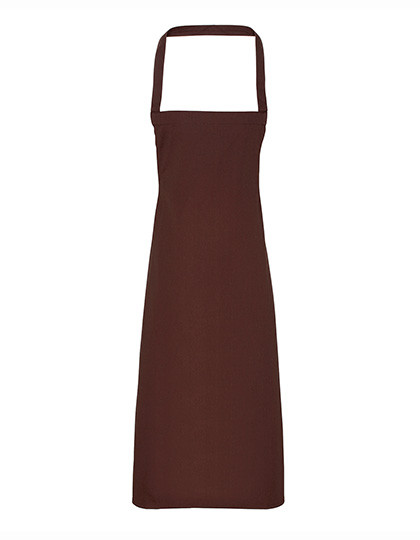 Premier Workwear Organic Cotton Bib Apron (No Pocket) Brown (ca. Pantone 476C)