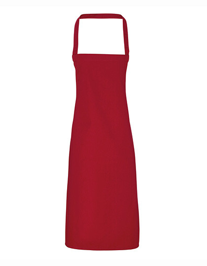 Premier Workwear Organic Cotton Bib Apron (No Pocket) Burgundy (ca. Pantone 216C)