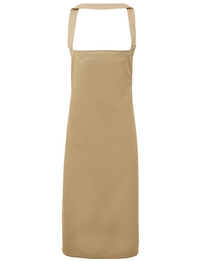 Premier Workwear Organic Cotton Bib Apron (No Pocket) Khaki (ca. Pantone 7503C)
