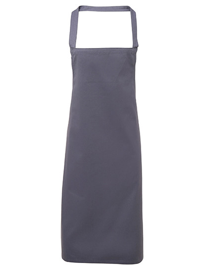 Premier Workwear Organic Cotton Bib Apron (No Pocket) Steel (ca. Pantone 6545C)