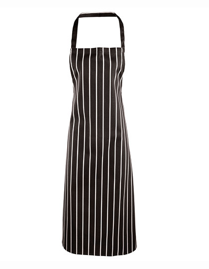 Premier Workwear Striped Bib Apron Black (ca. Pantone Black C)