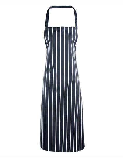 Premier Workwear Striped Bib Apron Navy (ca. Pantone 2378C)
