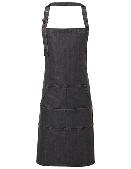 Premier Workwear Jeans Stitch Denim Bib Apron Black Denim (ca. Pantone 433C)