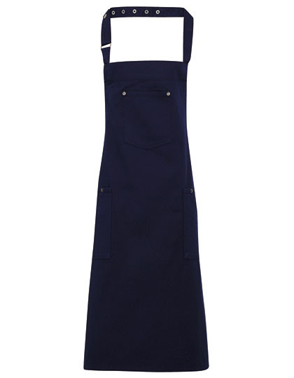 Premier Workwear Cotton Chino Bib Apron Navy (ca. Pantone 2378C)