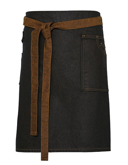 Premier Workwear Division Waxed Look Denim Waist Apron Black (ca. Pantone Black C)