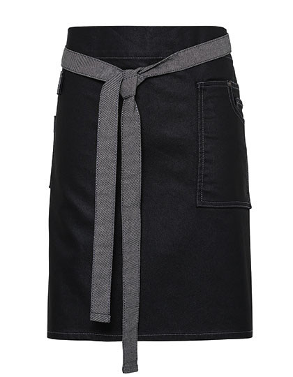 Premier Workwear Division Waxed Look Denim Waist Apron Black Denim (ca. Pantone 433C)