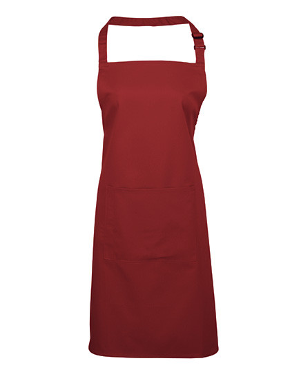 Premier Workwear Colours Collection Bib Apron With Pocket Burgundy (ca. Pantone 216C)